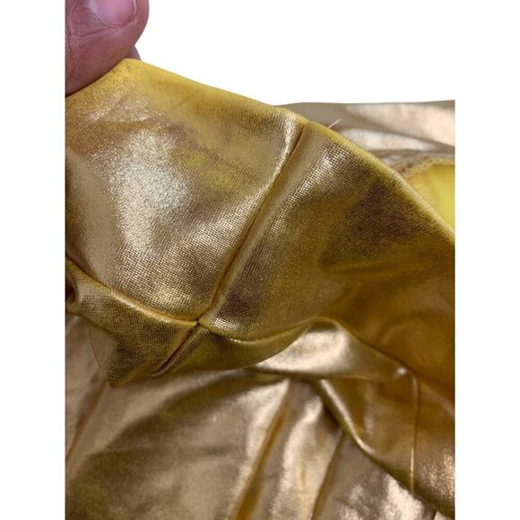 Shiny Metallic wet‎ look flared mini Skater skirt Gold SZ XS - Picture 5 of 6